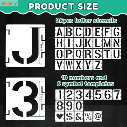 7 Inch 42 Pcs Reusable Letter Number Symbol Stencils, Plastic Painting Templates for Wood Wall Fabric Rock Chalkboard Signage School Door Porch DIY Art Craft Decoration Projects - size: 7 inch（White）
