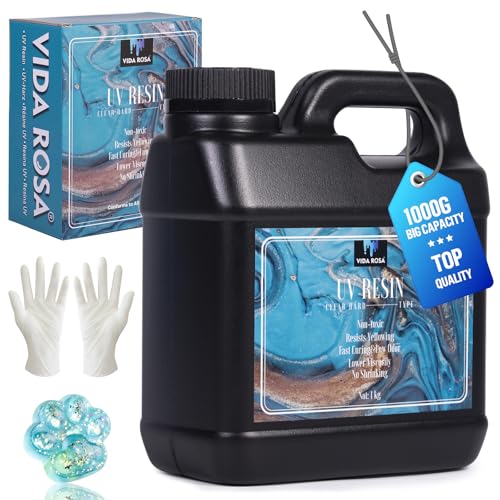 VIDA ROSA 1KG UV Resin Upgraded Kit, Featuring High Gloss, High Hardness, and Fast-curing Epoxy Resin, Suitable for Coating, Casting, Bracelets, Jewelry Making, and DIY Crafts. - color: Low viscosity 1kg