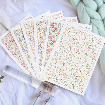 Clay Transfer Paper, 6Pcs Wildflower Theme Polymer Clay Transfer Sheets for Earrings Jewelry Necklace with Mud Press Rod DIY Craft - color: Wild Flower