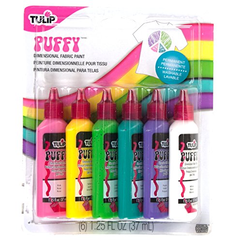Tulip Puffy Paint: 3-D Fashion Paint, Assorted Colors, 6 Pack - color: Multicolor, size: 1.25 Fl Oz (Pack of 6)