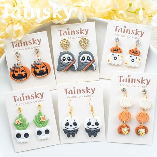 Tainsky Halloween PolymerClay Cutters - 20 Shapes Fall Polymer Clay Cutters for Earrings - color: Set D