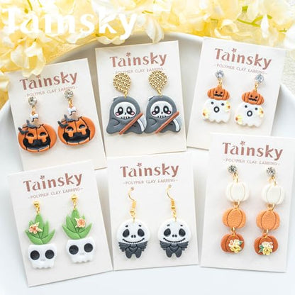 Tainsky Halloween PolymerClay Cutters - 20 Shapes Fall Polymer Clay Cutters for Earrings - color: Set D