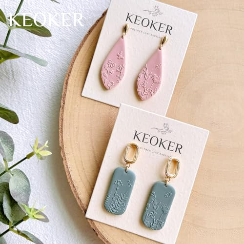 KEOKER Polymer Clay Texture Sheets Set, Works with Polymer Clay Cutter, Same Effect as Polymer Clay Texture Roller, Texture Sheets - color: Flowers B
