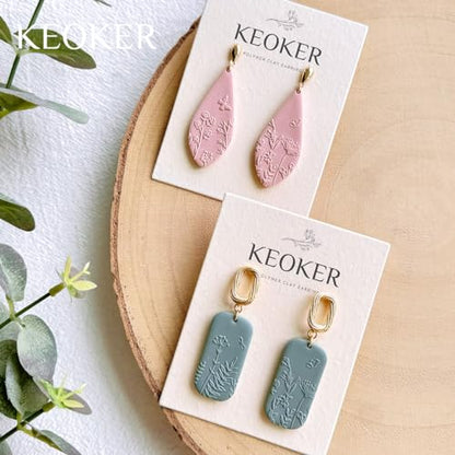 KEOKER Polymer Clay Texture Sheets Set, Works with Polymer Clay Cutter, Same Effect as Polymer Clay Texture Roller, Texture Sheets - color: Flowers B