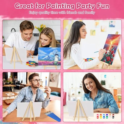 42 Pcs Sip and Paint Kit for Adults Couples Date Night Paint Party | 8x10 Inch Art Canvas Boards with Easel Stand, Mini Acrylic Paint & Brushes Paint Party Supplies, Valentines Day Painting Kit - color: 3ML Mini Acrylic Paints