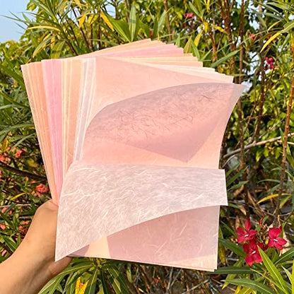 A4 Natural Fiber Mulberry Paper Sheets Art Tissue Washi Paper Design Craft Art Origami Suppliers Card Making Writing Painting 50 Sheets (Pink Pastel Tone, A4) - color: PinK Pastel Tone, size: 8.3 X 11.7 Inch