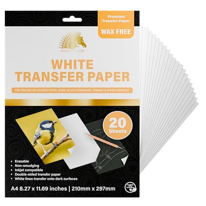 MyArtscape Graphite Transfer Paper Bundle (Black and White) - Wax Free - Erasable - Smudge-Free - Ideal for Drawing, Tracing and Watercolor Transfer - Premium Arts and Crafts Supplies