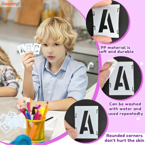 1.5 Inch 42 Pcs Reusable Letter Number Symbol Stencils, Plastic Painting Templates for Wood Wall Fabric Rock Chalkboard Signage School Door Porch DIY Art Craft Decoration Projects - size: 1.5 inch（White）