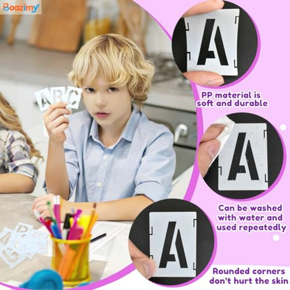1.5 Inch 42 Pcs Reusable Letter Number Symbol Stencils, Plastic Painting Templates for Wood Wall Fabric Rock Chalkboard Signage School Door Porch DIY Art Craft Decoration Projects - size: 1.5 inch（White）