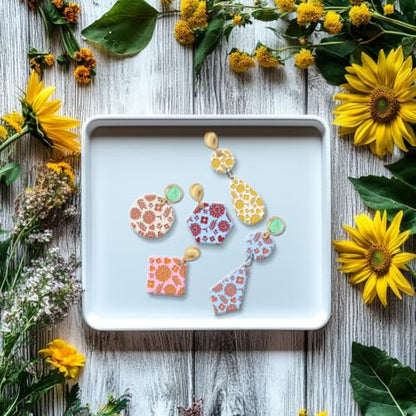 CHGCRAFT Sunflowers Texture Silicone Clay Texture Stamp Leaves Love Heart Polymer Clay Texture Sheets Clay Modeling Pattern Pad Texture Sheets for Polymer Clay Making Earrings Jewelry - style: Leaves and Sunflower