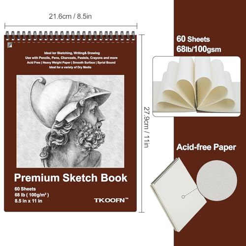 10 Pack Sketch Book 8.5×11 inch, Spiral Sketch Pad 600 Sheets Each(68lb/100gsm), Drawing Painting Sketchbook for Kids, Beginners, Artists - color: 10 Pack, size: 8.5" x 11"