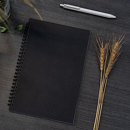 DSTELIN 9 inch x 6 inch, 100GSM, Blank Spiral Notebook, 1-Pack, Soft Cover, Sketch book, 160 Pages / 80 Sheets, (Black)