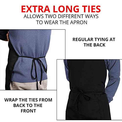 Utopia Kitchen 2 Pack Bib Apron, Adjustable with 2 Pockets, Water and Oil Resistant, Cooking Kitchen Chef Apron for Women Men - color: Black