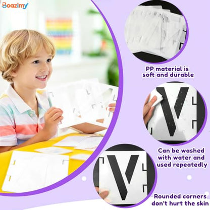 6 Inch 42 Pcs Reusable Letter Number Symbol Stencils, Plastic Painting Templates for Wood Wall Fabric Rock Chalkboard Signage School Door Porch DIY Art Craft Decoration Projects - size: 6 inch（White）