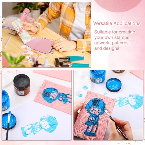 Frienda 50 Pack Rubber Carving Blocks 4 x 6 Inch, Rubber Stamp Carving Blocks for Printmaking, Printing, DIY Craft Project, Soft Block Stamp for Beginners and Professional (White & Pink) - color: White & Pink