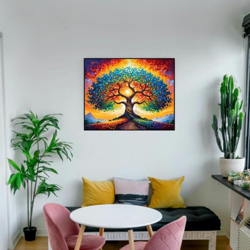 ldazao Tree of Life Paint By Numbers for Adults Beginner Stained Glass Painting Kit Color By Numbers for Adults Canvas DIY Acrylic Adults' Paint-By-Number Kits 20 X 16 Inches - color: SZ0015