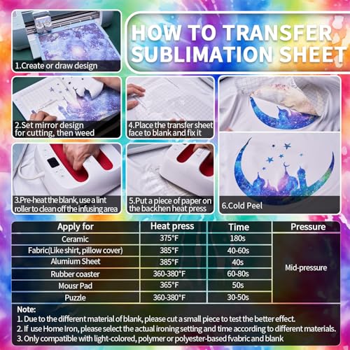 Tie Dye Sublimation Transfer Ink Sheets,Sublimation Paper for Cricut Mug Press,Transfer Paper for DIY Key Chain T-Shirts,12 pcs/Set,12"x12" - color: Tie Dye