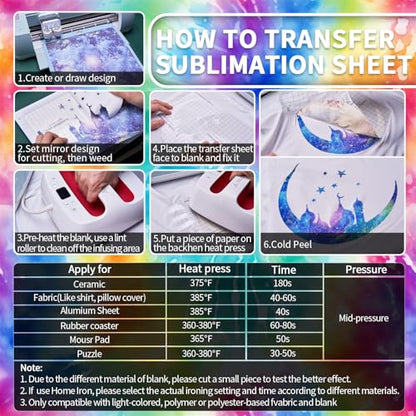 Tie Dye Sublimation Transfer Ink Sheets,Sublimation Paper for Cricut Mug Press,Transfer Paper for DIY Key Chain T-Shirts,12 pcs/Set,12"x12" - color: Tie Dye
