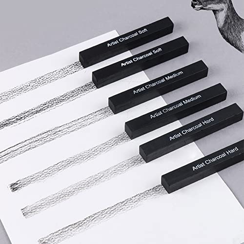 Artists Compressed Charcoal Sticks Square Black Coal Sticks Sketch Art Supplies for Drawing Sketching Shading Tool 6 PCS Art Supplies Sketch Kits Tools