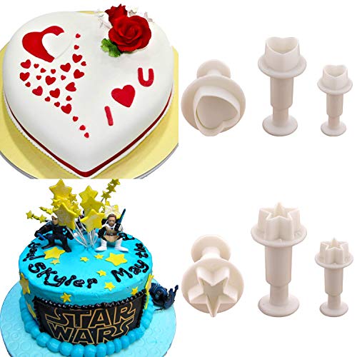 MOACC Cake Tools 36 Piece Fondant Cake Cookie Plunger Sugarcraft Flower Leaf Butterfly Heart Shape Decorating Mold DIY Icing Plunger Tools