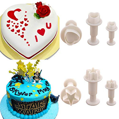 MOACC Cake Tools 36 Piece Fondant Cake Cookie Plunger Sugarcraft Flower Leaf Butterfly Heart Shape Decorating Mold DIY Icing Plunger Tools