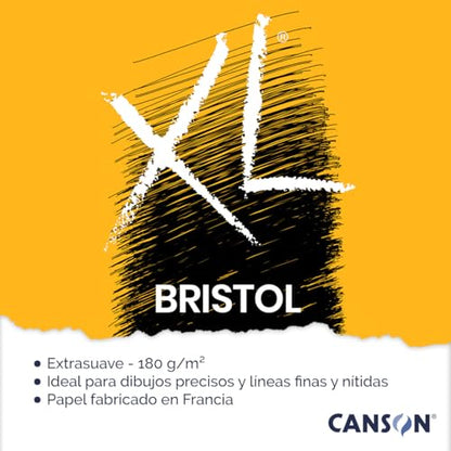 CANSON XL Bristol 180gsm A4 Paper, Very Smooth, Spiral Pad Short Side, 50 Extra White Sheets, Ideal for Professional Artists & Illustrators - size: A4
