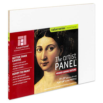Ampersand Art Supply Wood Gesso Art Painting Panel: Canvas Texture, 3/8" Flat Profile, 8"x10" - size: 8"x10", style: 3/8" Flat