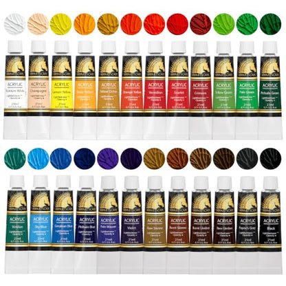 MyArtscape Heavy Body Acrylic Paint Set 24 Colors x 21ml — Rich Pigment Artist Acrylic Paints for Canvas, Wood & Fabric | Non-Toxic ASTM D4236 | Professional Paint Set for Adults & Beginners