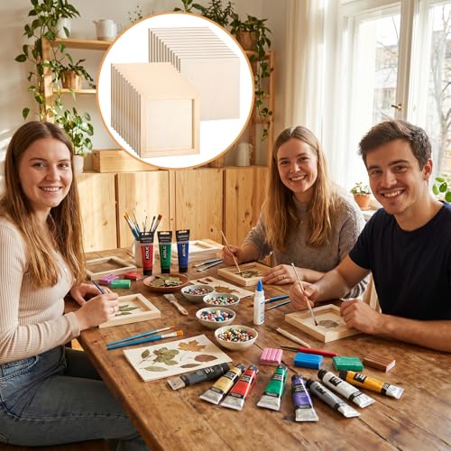 24 Pack Wood Panel Boards, 6 x 6 Inch Unfinished Wooden Panels Canvas Panels for Art Crafts Painting Crafts DIY Oil Painting Pouring Art Projects