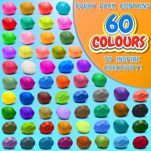 ESSENSON Air Dry Clay 60 Colors, Modeling Clay for Kids, DIY Molding for with Tools, Toys Gifts for Age 3 4 5 6 7 8+ Years Old Boys Girls Kids
