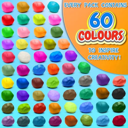 ESSENSON Air Dry Clay 60 Colors, Modeling Clay for Kids, DIY Molding for with Tools, Toys Gifts for Age 3 4 5 6 7 8+ Years Old Boys Girls Kids
