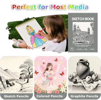 9" x 12" Sketch Book, Spiral Bound Sketch Pad, 4 Pack 50 Sheets 68lb/100gsm Acid-Free Drawing Paper, Art Sketchbook, Drawing Pad for Kids Artists Beginners Professional(Green) - color: Green, size: 4 Pack