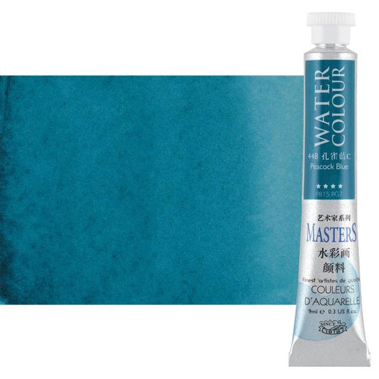 Marie's Masters Quality Watercolor Paint - Peacock Blue, 9 mL - Concentrated Color, Pure Pigments, High Lightfastness Ratings - color: Peacock Blue