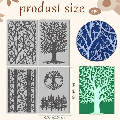4 Pcs Tree Texture Pattern Polymer Clay Texture Sheet Rubber Clay Texture Mat for Polymer Clays Making Earrings Jewelry DIY Crafts, 4 × 2.5 Inch - style: Tree