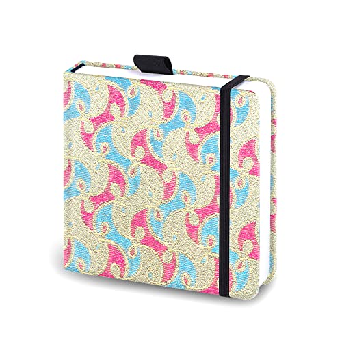 Square 5.1x 5.1"165gsm Colored pencil paint Journal Hardbound 128pgs (64Sheets Front Back Cold Pressed) Travel for Calligrapher Colored Pencil Sketch Doodles Handmade Cloth Cover Notebook. Gold Pink - color: s-gold pink family