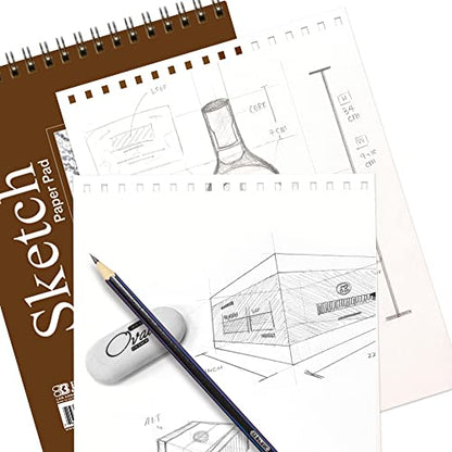 BAZIC Products Spiral Sketch Pad, Top Bound, 6 x 8 in, 50 Sheets, 48-Case | 50-sheet spiral sketch pad, smooth drawing paper for sketching, shading - color: 50 Sheets - 6"x8", size: 48-Pack