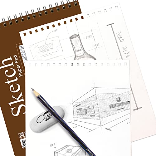 BAZIC Products Spiral Sketch Pad, Top Bound, 6 x 8 in, 50 Sheets, 2-Pack | 50-sheet spiral sketch pad, smooth drawing paper for sketching, shading - color: 50 Sheets - 6"x8", size: 2-Pack