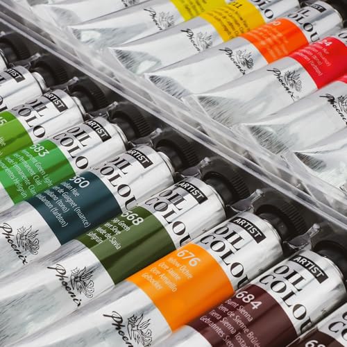 PHOENIX Artist Oil Paint Set - 24 Color x 1.35 Oz. / 40ml Tubes Professional Quality Oil Based Paint for Canvas Painting - color: 24 Colors