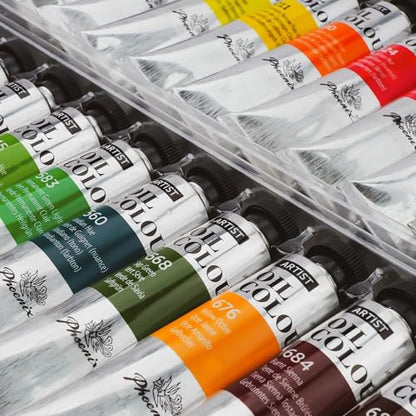 PHOENIX Artist Oil Paint Set - 24 Color x 1.35 Oz. / 40ml Tubes Professional Quality Oil Based Paint for Canvas Painting - color: 24 Colors