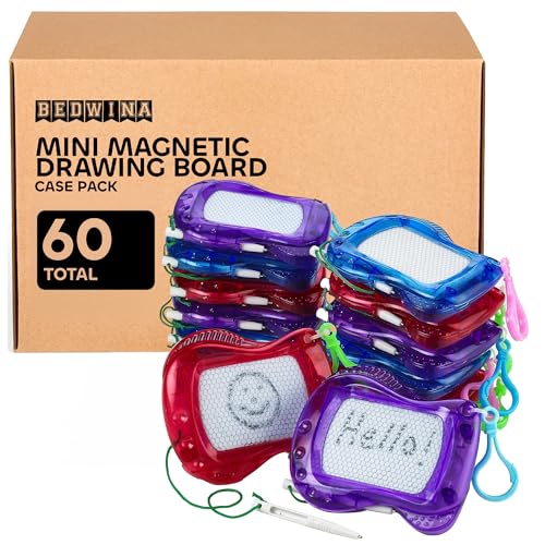 Mini Magnetic Drawing Board for Kids - (Bulk 60 Pcs) Backpack Keychain Clip Drawing Boards, Erasable Doodle Sketch Writing Pad Boys & Girls, Birthday Kids Party Favors & Goodie Bags Stuffers - size: 60 Count (Pack of 1)