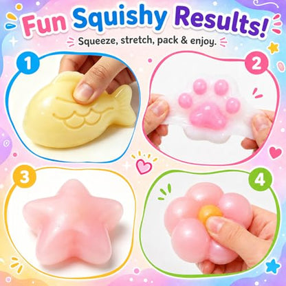 DIY Taba Squishy Making Kit,Taba Squishy Kit,1:1 AB Liquid Silicone with 6 Molds for Make Your Own Super Soft Squishies Maker, Christmas Birthday Party Favors for Kids Adults