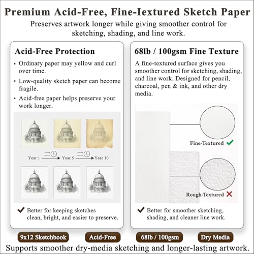 9"X12" Sketch Book Bulk, Top Spiral Bound Sketch Pad, 3 Pack 100 Sheets Each (68lb/100gsm), Acid Free Art Sketchbook Artistic Drawing Painting Writing Paper for Kids Adults Beginners Artists - color: Brown, size: 9" x 12" (Pack of 3)