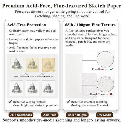 9"X12" Sketch Book Bulk, Top Spiral Bound Sketch Pad, 3 Pack 100 Sheets Each (68lb/100gsm), Acid Free Art Sketchbook Artistic Drawing Painting Writing Paper for Kids Adults Beginners Artists - color: Brown, size: 9" x 12" (Pack of 3)