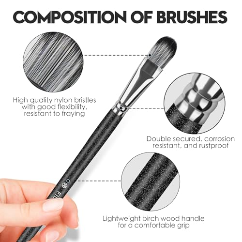 Paint Brushes 14PCS Set - Bougimal Professional Wood Paint Brush for Acrylic/Watercolor/Oil Painting, Kids & Adults Detailing Brush - Art Supplies Great for Canvas, Fabric, Rock, Face Painting