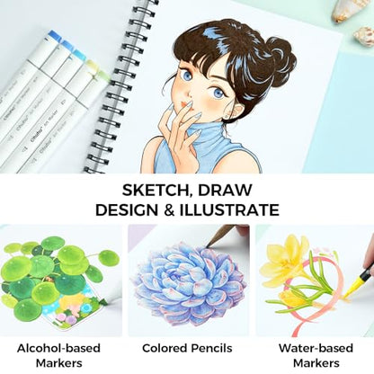 Ohuhu Fineliner Micro Pens 8 Sizes Waterproof & Alcohol-Proof for Sketching Combine with Ohuhu Double Sided Marker Pads Bleedproof