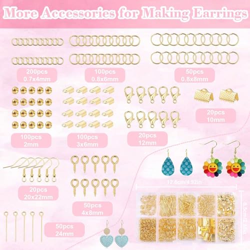 Fesorsi 782 Pcs Clay Earring Making Kit, 49 Polymer Clay Molds Stainless Steel, Polymer Clay Tools with 8 Circle Cutters, 1 Clay Letter Stamps and 710 Pcs Earring Accessories for DIY Jewelry - color: Steel 49 Shapes