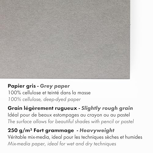 Clairefontaine Paint'ON Grey Paper Pad, 250 g, A3, 30 Sheets - color: Grey, size: A3