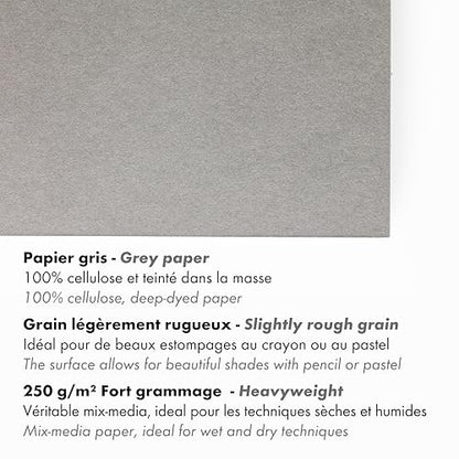 Clairefontaine Paint'ON Grey Paper Pad, 250 g, A2, 30 Sheets - color: Grey, size: A2