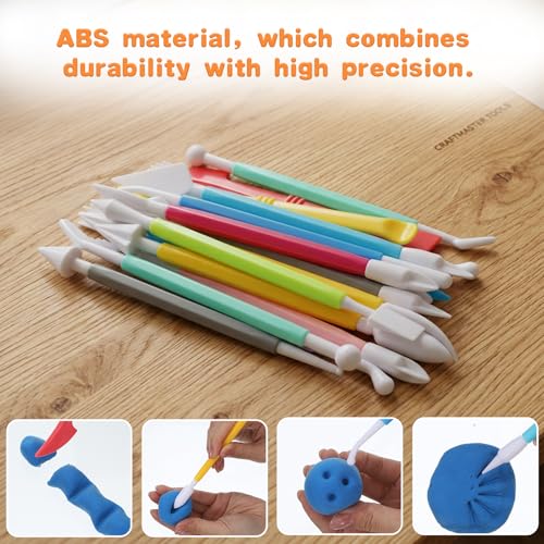 22 Pcs Clays Sculpting Tools, Air Dry Clay Tools, Double-Ended Tool Kit Plastic Clay Tool for Adult Set for DIY Pottery Shaping Dotting Modeling Molding Polymer Clays Craft Supplies Accessories