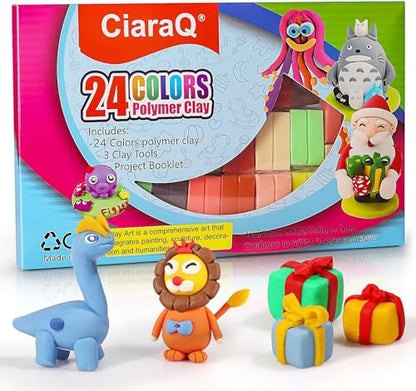 CiaraQ Polymer Clay Kit, Mini Modeling Clay Set for Kids/Beginners/Artist, 24 Colors - color: 24 Colors
